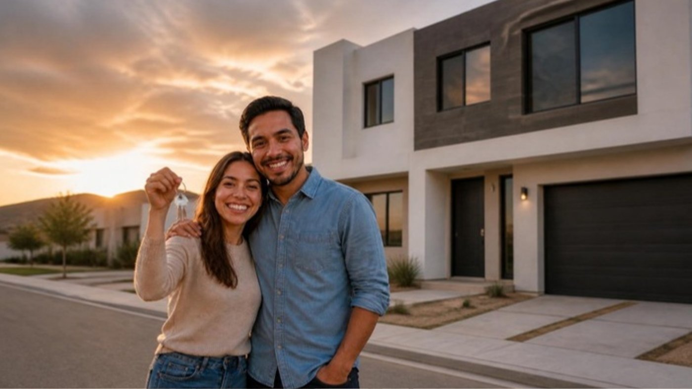 Pareja con las llaves de su casa nueva